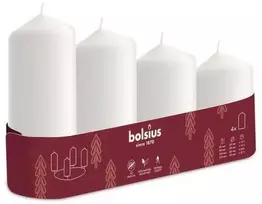 Cilindrinių žvakių rinkinys BOLSIUS, baltos sp., įvairių dydžių, 4 vnt