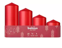 Bolsius Advent Christmas Candles 4pcs 60x48mm Raudona