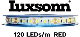 9,6W/m LED juosta LUXSONN, 2835, 120 LED/m, 24V, IP67, raudonos šviesos sp., 5m ritė