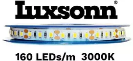 16W/m LED juosta LUXSONN, DC 24V, 160 LED/m, 3000K, IP67, BRIDGELUX diodai, 5m ritė