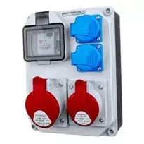 DV-7242-D Statybiniai skirstomieji įrenginiai HL-FI 1x16A 1x32A 2x230V Schuko kištukiniai lizdai Doktorvolt 7242