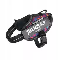 Julius-K9 IDC Powerharness Mixed Hearts – Aukštos kokybės reguliuojamas diržas, spalvingas dizainas, 2 dydis (kūdikiui)