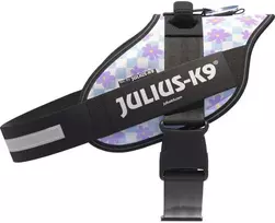 Julius-K9 IDC Powerharness Cartoon – Atspindinti gėlių rašto šunų petnešos, patogiai priglundantis dizainas