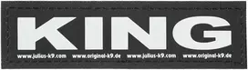 Julius-K9 King dėklo rinkinys – patvarūs lipukų, vardų ženkleliai, mažas dydis, 2 vnt.