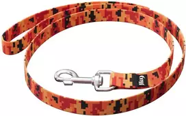 Julius-K9 MoreColor Basic Pavadėlis Pixeljuice – tvirta 120cm juostelės pavadėlis, ryškiai oranžiniai pikseliai