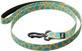 Julius-K9 Daugiaspalvis Leopardinės juostos pavadėlis 120cm – Neopreninė rankena, geltonas ir turkio