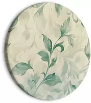 Artgeist Apvalus paveikslas ant drobės - Watercolor Botanical Motif: Delicate Žalias-rusvai gelsvas Leaves
