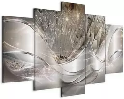Artgeist Paveikslas - Sparkling Dandelions (5 Parts) rusvai gelsvas Wide
