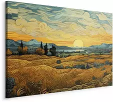 Artgeist Paveikslas - Impressionistic fields - painted golden landscape with fields of grain