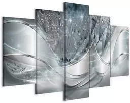 Artgeist Paveikslas - Sparkling Dandelions (5 Parts) Mėlyna Wide