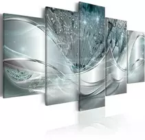 Artgeist Paveikslas - Sparkling Dandelions (5 Parts) Mėlyna Wide