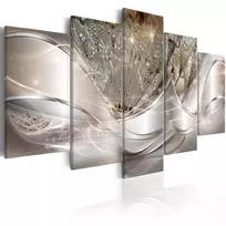 Artgeist Paveikslas - Sparkling Dandelions (5 Parts) rusvai gelsvas Wide
