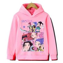 Kpop Demon Hunters Autumn Winter Fashion Cartoon Printed Casual Warm Comfortable Girls Hoodie 110cm