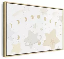 Artgeist Paveikslas - Fairy-Tale Galaxy - Phases of the Moon in Geltona Tones Among Stars in rusvai gelsvas and Ash Colors with Stardust