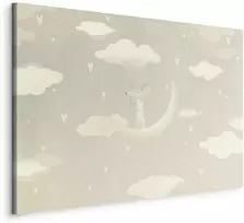 Artgeist Paveikslas - Little Conqueror - A Mouse in Heart Pajamas on the Moon Among Clouds