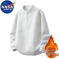 NASA MARVEL Men's Fleece-Lined Mock Neck Sweatshirt L balta pilka spalva