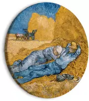 Artgeist Apvalus paveikslas ant drobės - Noon: Rest from Work (Vincent Van Gogh)