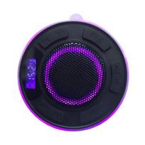 IPX7 atsparus vandeniui dušo garsiakalbis su RGB šviesa, LED ekranu, nuimamu siurbtuku, stereo garsu, Bluetooth suderinamas belaidis garsiakalbis voniai juoda