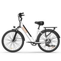 URLIFE E26 Suaugusiųjų elektrinis dviratis 36V13Ah/ 48V10.4AH Baterija 350W Variklis Miesto važinėjimo elektrinis dviratis 26 colių miesto padangos Elektrinis dviratis su sėdyne vaikui balta