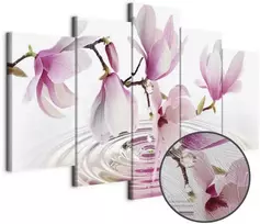 Artgeist Paveikslas - Magnolias over Water (5 Parts) Wide Rožinė
