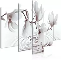 Artgeist Paveikslas - Magnolias over Water (5 Parts) Wide Pilkas