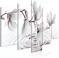 Artgeist Paveikslas - Magnolias over Water (5 Parts) Wide Pilkas