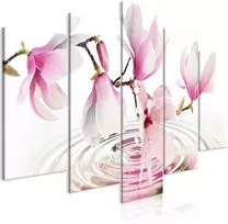 Artgeist Paveikslas - Magnolias over Water (5 Parts) Wide Rožinė