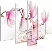 Artgeist Paveikslas - Magnolias over Water (5 Parts) Wide Rožinė