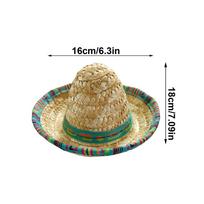 Mini Sombreros Woven Mexican Hats for Party Headband Wide-Brim Decoration Costume for Kids Children Pet Birthday Celebrations