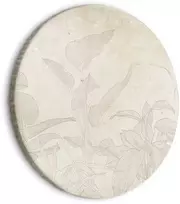 Artgeist Apvalus paveikslas ant drobės - Muted exotic greenery - Delicate outlines of tropical shrubs on beige and sand background/Subtle exotic plants