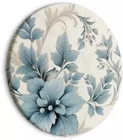 Artgeist Apvalus paveikslas ant drobės - Turquoise Flowers in Retro Ambience Floristic Ornaments