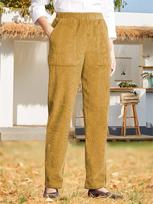 Women's Autumn/Winter Corduroy Elastic Waist Straight-Leg Pants L imbiero geltonos spalvos