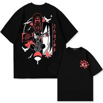 Japoniški Naruto Anime 100% Medvilnės Apvalios Kaklo Marškinėliai Trumpomis Rankovėmis Madingi Paaugliams Trumpomis Rankovėmis Vasaros Vyriški Street Casual Viršutiniai Drabužiai XXXXL juoda