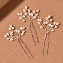 3pcs French Light Luxury Replica Imitation Pearl Hair Accessories Three Piece Set Bridal Wedding Banquet Commuter Hair sidabras