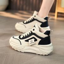 High-top shoes women's new models, trendy versatile shoes, fashionable high-end board shoes, sports and leisure shoes 35 juoda