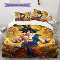 Son Goku Pattern Bedding,Quilt Set Quilt Cover Pillowcase Home Birthday Gift (1 * duvet cover + 2 * pillowcase, without core) 135x200cm