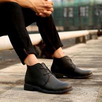 Autumn and winter Martin boots velvet leather cotton shoes round head short boots British army boots high top 38