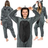 Šilti vyriški pižaminiai kigurumi kombinezonai meškėnai vienas gabalas su užtrauktuku s Pilkas meškėno kombinezono kostiumas - M