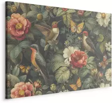 Artgeist Paveikslas - Flowers, birds and butterflies – vintage-style illustration
