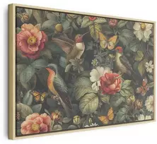 Artgeist Paveikslas - Flowers, birds and butterflies – vintage-style illustration