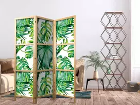 Artgeist Japoniška kambario pertvara - Monstera and Palm Leaves I