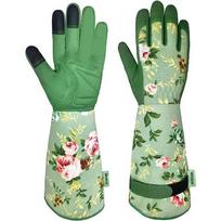 Moteriškos sodininkystės pirštinės, ilgos odinės sodo pirštinės, moteriškos lengvos apsauginės pirštinės, tinkamos sodams ir laukui Printed anti-slip gloves