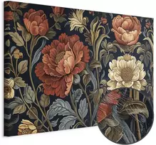 Artgeist Paveikslas - Tapestry Large Flowers Retro Floral Motif in Kilim Style