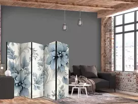 Artgeist Pertvara - Turquoise Flowers in Retro Vibe; Floral Ornaments