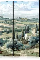 Artgeist Pertvara - Landscape with Žalias Fields and Trees - Tuscan Sunny View