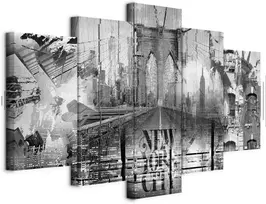 Artgeist Paveikslas - New York City Collage (5 Parts) Wide Juodas and Baltas