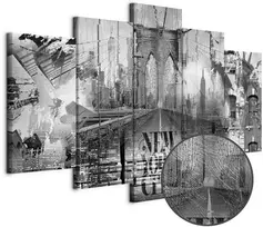 Artgeist Paveikslas - New York City Collage (5 Parts) Wide Juodas and Baltas