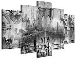 Artgeist Paveikslas - New York City Collage (5 Parts) Wide Juodas and Baltas