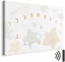 Artgeist Paveikslas - Fairy-Tale Galaxy - Phases of the Moon in Geltona Tones Among Stars in rusvai gelsvas and Ash Colors with Stardust