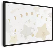Artgeist Paveikslas - Fairy-Tale Galaxy - Phases of the Moon in Geltona Tones Among Stars in rusvai gelsvas and Ash Colors with Stardust